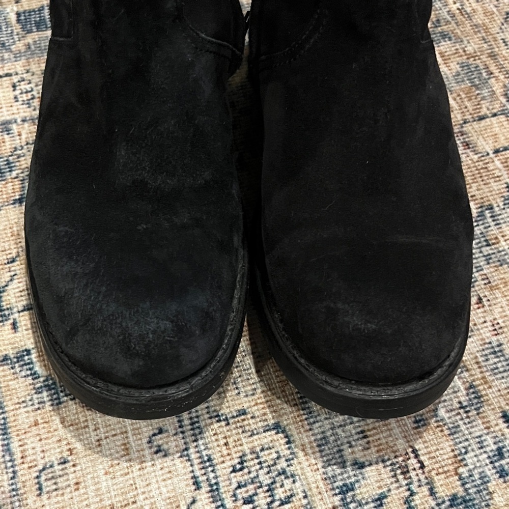 Free Lance Black Suede Boots buckle strap side zipper 40 / 9 1/2 - Picture 4 of 12
